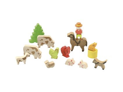 Jeujura Drevená stavebnica 80 dielov Moja prvá farma