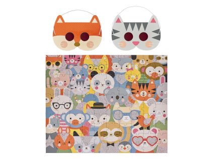 Petit Collage Puzzle zvieratká 100 ks s 3D okuliarmi