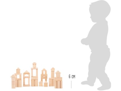 small foot Drevené kocky 50 ks prírodné