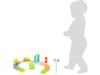 small foot Drevená malá vláčikodráha s vrtuľníkom