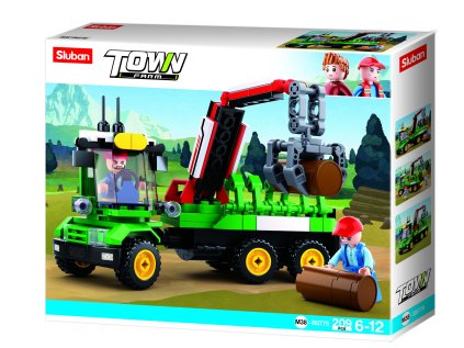 Sluban Town Farma M38-B0778 Traktor s prívesom na klády