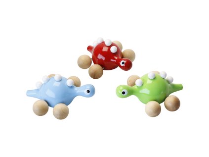 Vilac Drevený dinosaurus na kolieskach modrý