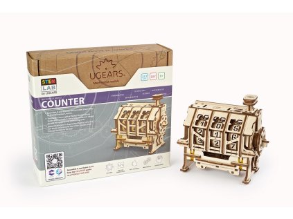 Ugears 3D drevené mechanické puzzle STEM klikacie počítadlo