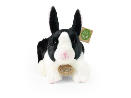 Rappa Plyšový králik bielo-čierny ležiace 23 cm ECO-FRIENDLY