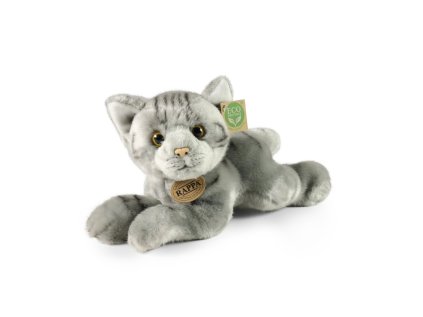 Rappa Plyšová mačka sivá ležiaca 30 cm ECO-FRIENDLY