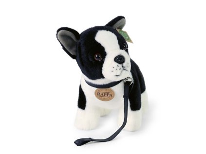 Rappa Plyšový pes francúzsky buldoček s vodítkom stojúci 23 cm ECO-FRIENDLY
