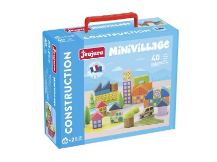 Jeujura Drevená stavebnica Dedinka z kociek 40 dielov