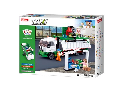 Sluban Town M38-B0780 Smetiarske recyklačné vozidlo + hra s kartami