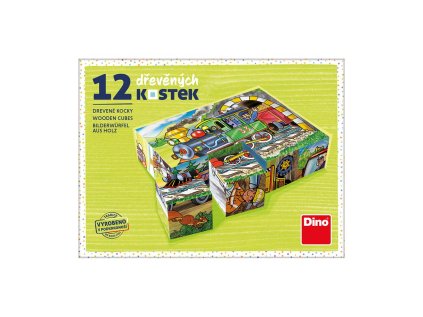 Dino Drevené kocky Mašinka