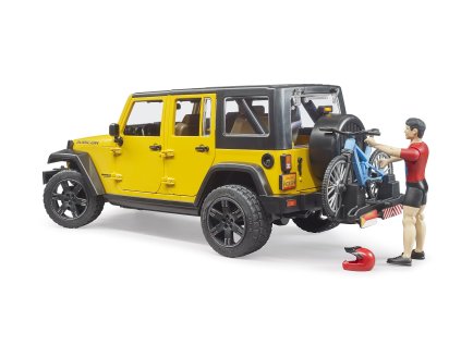 Bruder Jeep Wrangler Rubicon s cyklistom a okolo