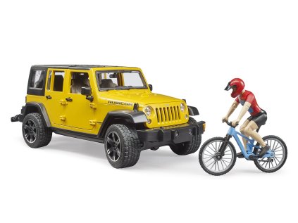 Bruder Jeep Wrangler Rubicon s cyklistom a okolo