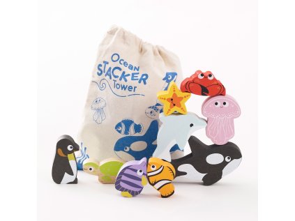 Le Toy Van Petilou Skladacia veža Oceán 9 ks
