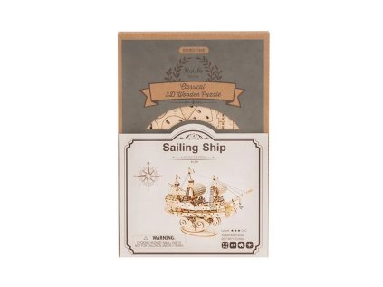 RoboTime 3D drevená skladačka Vojenská plachetnica