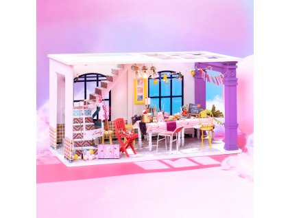 RoboTime 3D drevená skladačka Miniatúra domčeka Párty v jedálni