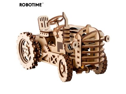 RoboTime 3D drevená mechanická skladačka Traktor