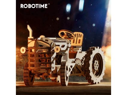 RoboTime 3D drevená mechanická skladačka Traktor