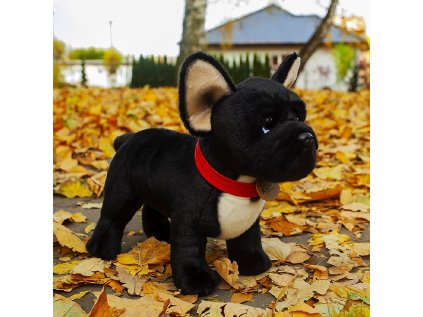 Rappa Plyšový francúzsky buldoček čierny s obojkom stojace 30 cm ECO-FRIENDLY