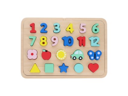 Petit Collage Vkladacie puzzle s číslami a tvarmi viacjazyčné