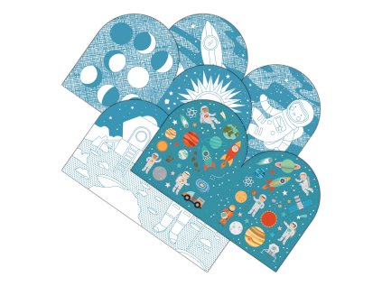 Petit Collage Omaľovánka so samolepkami vesmír