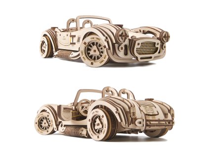 Ugears 3D drevené mechanické puzzle Driftujúci závodiak Cobra