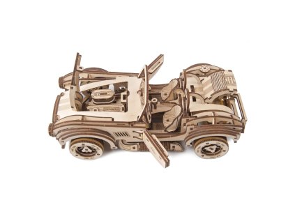 Ugears 3D drevené mechanické puzzle Driftujúci závodiak Cobra
