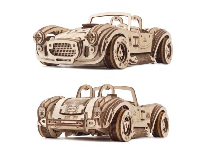 Ugears 3D drevené mechanické puzzle Driftujúci závodiak Cobra