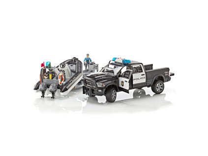 Bruder RAM Policajné auto s člnom a s 2 figúrkamii