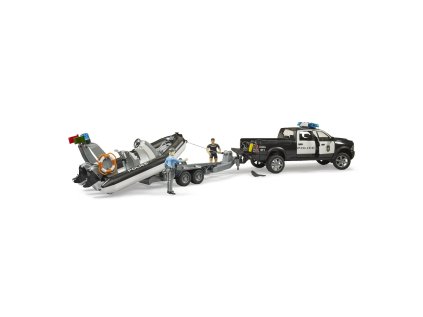 Bruder RAM Policajné auto s člnom a s 2 figúrkamii