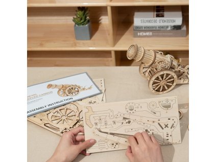RoboTime 3D drevená mechanická skladačka Obliehací kanón