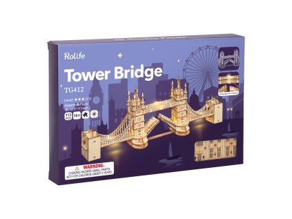 RoboTime 3D drevená mechanická skladačka Tower Bridge svietiaci