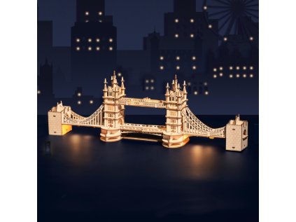 RoboTime 3D drevená mechanická skladačka Tower Bridge svietiaci