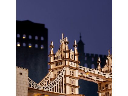 RoboTime 3D drevená mechanická skladačka Tower Bridge svietiaci