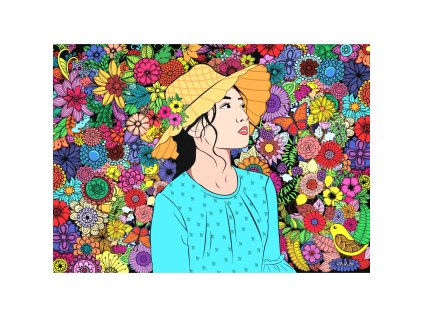 Brain Tree Puzzle Dievča medzi kvetinami 1000 dielikov