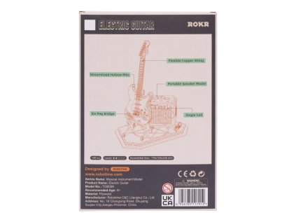 RoboTime 3D drevená skladačka Elektrická gitara