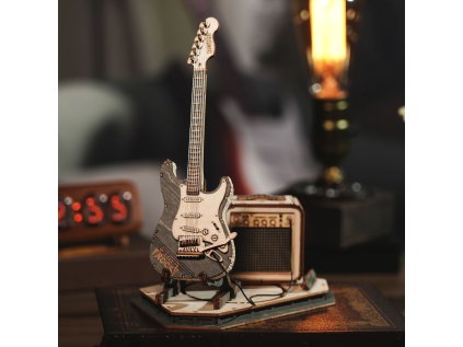 RoboTime 3D drevená skladačka Elektrická gitara
