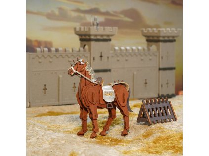 RoboTime 3D drevená skladačka Bojovný kôň