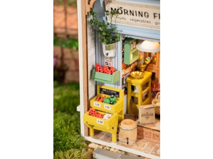 RoboTime 3D drevená skladačka Miniatúra domčeka Obchod s ovocím