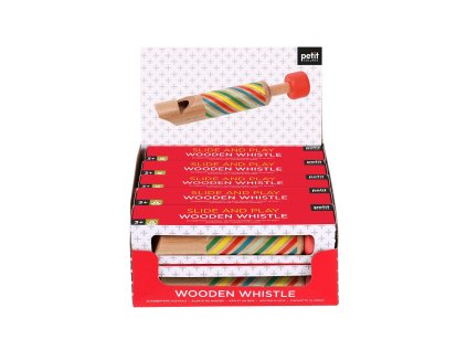Petit Collage Drevená veľká píšťalka s prúžkami