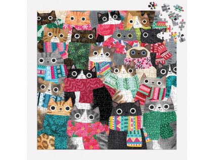 Galison Puzzle Zimné mačky 500 dielikov