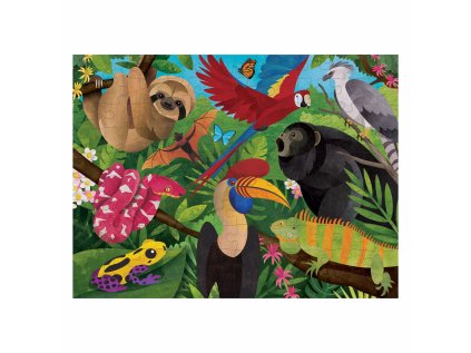 Mudpuppy Obojstranné puzzle Dažďový prales nad a na zemi 100 dielikov