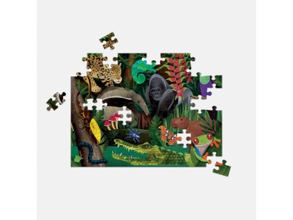 Mudpuppy Obojstranné puzzle Dažďový prales nad a na zemi 100 dielikov