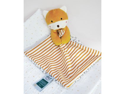 Doudou Darčeková sada - Líška s dečkou z BIO bavlny 20 cm
