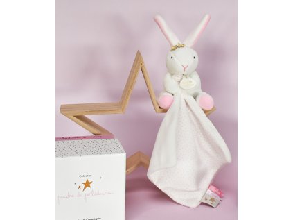 Doudou Darčeková sada - Plyšový zajačik s muchláčikom 10 cm ružová