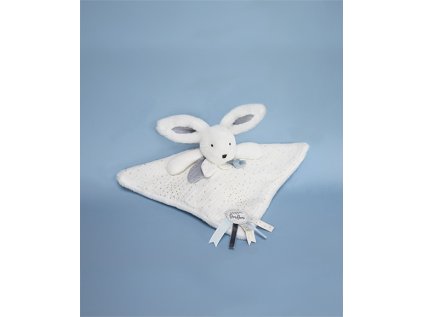 Doudou Darčeková sada modrá - zajačik so štvorcovou dečkou 25 cm