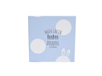 Doudou Darčeková sada - Sada botiček s chrastítky králíček modrý 0-6 měsíců