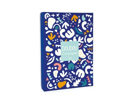 Doudou Darčeková sada - Hračka s úchytom na cumlík dinosaurus modrý 23 cm