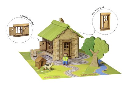 Jeujura Drevená stavebnica 85 dielov Dom mezonet