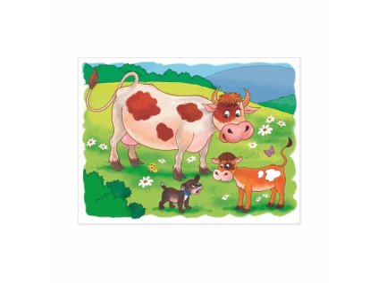 Dino Drevené obrázkové kocky Na farme 12 kociek