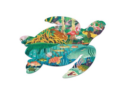 Mudpuppy Puzzle Mokrade v tvare korytnačky 300 dielikov