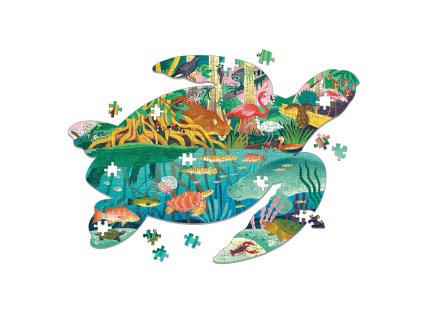 Mudpuppy Puzzle Mokrade v tvare korytnačky 300 dielikov